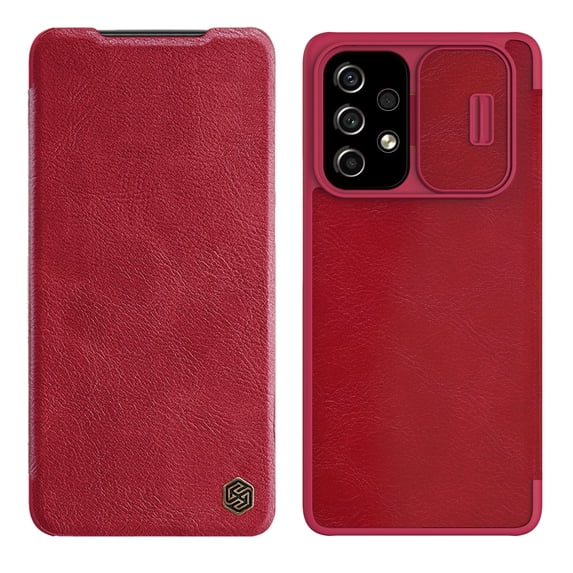 Allytech for Samsung Galaxy A53 5G Case with Slide Camera Cover and Card Holder, PU Leather Case with Flip Cover and Camera Protection, Durable Shockproof Cover for Galaxy A53 5G 6.5" 2022, Red