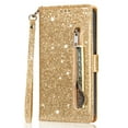 thumbnail image 1 of Allytech Samsung Galaxy A53 5G Case, Stylish Bling Glitter PU Leather Folding Stand Shock Absorption Wrist Strap Zipper Cards Holders Wallet Case Flip Cover for Samsung Galaxy A53 5G, Gold, 1 of 1