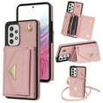 thumbnail image 1 of Allytech for Samsung Galaxy A53 5G Wallet Case Cover, PU Leather Large Space Cards Slots Detachable Shoulder Strap Back Cover for Girls Women Shockproof Phone Case for Galaxy A53 5G - Pink, 1 of 8