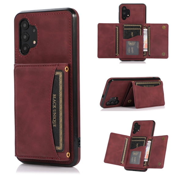 Allytech for Samsung Galaxy Note 10 Case with Card Slots, Vegan PU Leather Wallet Case Folding Stand Magnetic Closure Shockproof Business Style Case for Galaxy Note 10(6.3" 2019), Winered