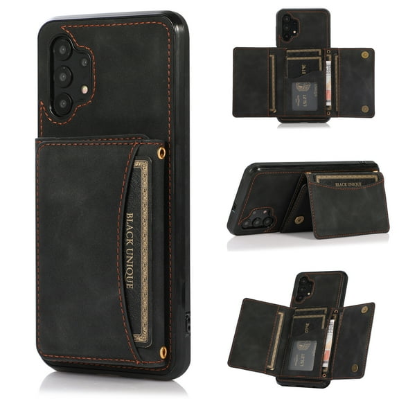 Allytech for Samsung Galaxy Note 10 Case with Card Slots, Vegan PU Leather Wallet Case Folding Stand Magnetic Closure Shockproof Business Style Case for Galaxy Note 10(6.3" 2019), Black