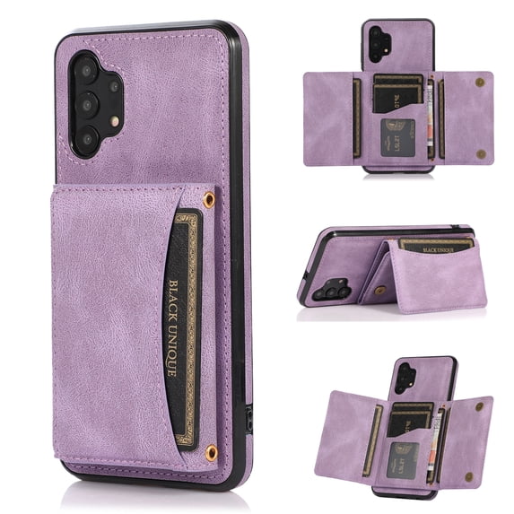 Allytech for Samsung Galaxy Note 10 Case with Card Slots, Vegan PU Leather Wallet Case Folding Stand Magnetic Closure Shockproof Business Style Case for Galaxy Note 10(6.3" 2019), Purple