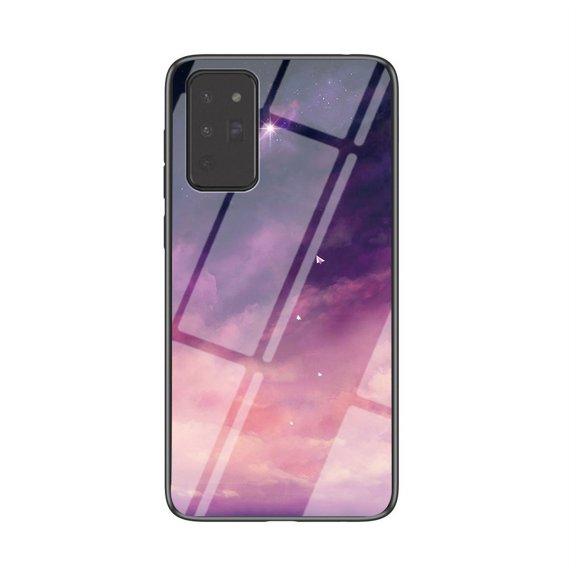 Allytech Samsung Galaxy Note 20 Case, Tempered Glass Back Cover Wireless Charging Support Anti-scratch Bumper Shockproof Case Cover for Samsung Galaxy Note 20, Purple Galaxy