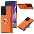 thumbnail image 1 of Allytech for Samsung Galaxy Note 20 Ultra Case Wallet, PU Leather TPU Slim Fit Ring Holder Stand Shockproof Anti-Scratch Cards Holder Wallet Phone Case Cover for Samsung Galaxy Note 20 Ultra - Orange, 1 of 5