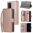 thumbnail image 1 of Allytech Samsung Galaxy Note 20 Wallet Case with 9 Card Slots & Zipper Pouch for Women Men, Magnetic Closure Kickstand Durable PU Leather Wristlet Strap Folio Flip Luxury Cover - Rosegold, 1 of 10