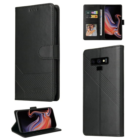 Allytech Samsung Galaxy Note 9 Wallet Case, Magnetic Folio Protective Wallet Pocket Credit Slots Retro Flip PU Leather Card Holder Kickstand Cover For Samsung Galaxy Note 9, Black