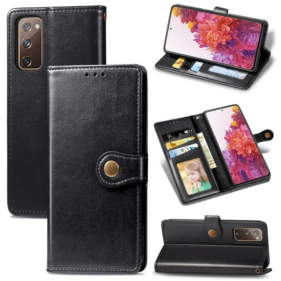 Allytech Samsung Galaxy S20 FE 5G Case, Premium PU Leather Folio Flip Wallet Case Cover with Credit Cards Slots Cash Holder Magnetic Closure Wallet Case for Samsung Galaxy S20 FE 5G, Black