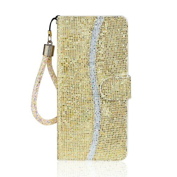 Allytech Samsung Galaxy S20 Ultra Case, PU Leather Bling Glitter Stand Shockproof Flip Cover with Cards Slots Cash Pocket Book Style Magnetic Cover Wallet Case for Samsung Galaxy S20 Ultra,Gold