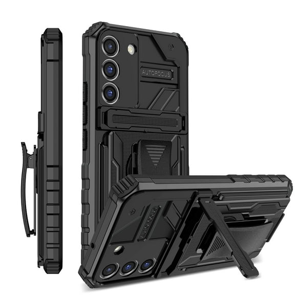 Allytech for Samsung Galaxy S21 Case with Detachable Rotating Back Clip,Drop Protection Built-in hidden Bracket Shockproof Armor Hybrid Dual Layer PC+TPU Phone Case Cover,Black