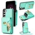 thumbnail image 1 of Allytech for Samsung Galaxy S21 Case Wallet with Lanyard, Cards Slots Zipper Pocket Wallet Cover with Metal Buckle Stand Shockproof Anti-Scratch Phone Case for Galaxy S21 - Mint, 1 of 7