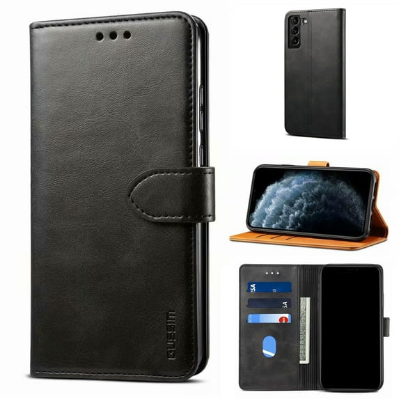 Allytech for Samsung Galaxy S21 Plus Case 6.7", Galaxy S21 Plus Wallet Case, Slim Handmade Flip Folio Kicktsand Magnetic Snap Shockproof Protective Purse Case Cover for Galaxy S21 Plus 6.7" 2021,Black