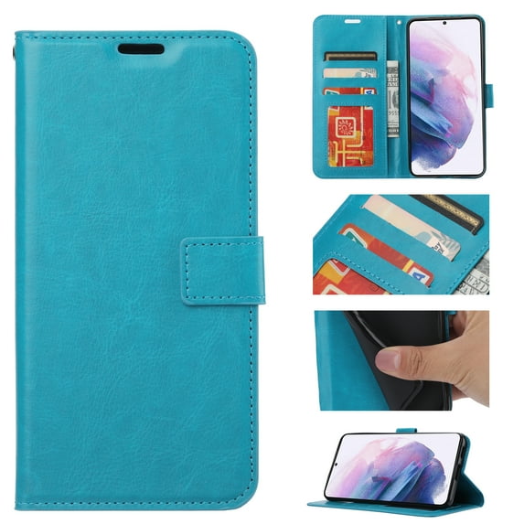 Allytech Samsung Galaxy S21 Plus Case, S21+ Case, Premium PU Leather Slim Folio Kickstand Shockproof Impact Resistant Credit Cards Holders Wallet Case Cover for Samsung Galaxy S21 Plus 6.7-Inch, Blue