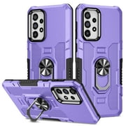 Allytech for Samsung Galaxy S21 Ultra 5G Phone Case, Ring Holder Kickstand Anti-Fingerprint Non-slip Anti-Drop Heavy Duty Corner Protection Defender Rugged Case Cover for Samsung S21 Ultra, Purple