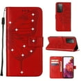 thumbnail image 1 of Allytech For Samsung Galaxy S21 Ultra Soft TPU Case,Stylish Diamond Embossed Butterfly PU Leather Shockproof Flip Wallet Holder Cover with Hand Strap.For Samsung Galaxy S21 Ultra,Red, 1 of 5