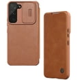 thumbnail image 1 of Allytech for Samsung Galaxy S22 Plus Case with Slide Camera Cover and Card Holder, PU Leather Case with Flip Cover and Camera Protection, Durable Shockproof Cover for Galaxy S22 Plus 6.6" 2022, Brown, 1 of 13
