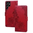 thumbnail image 1 of Allytech for Samsung Galaxy S22 Ultra 6.8" 2022 Wallet Case, PU Leather Embossed Lace Flip Case with Cart Slot and Kickstand Shockproof Protective Case for Galaxy S22 Ultra 5G Ladies Men, Red, 1 of 7