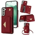 thumbnail image 1 of Allytech for Samsung Galaxy S22 Wallet Case Cover, PU Leather Large Space Cards Slots Detachable Shoulder Strap Back Cover for Girls Women Shockproof Phone Case for Galaxy S22 - Red, 1 of 9