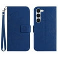 thumbnail image 1 of Allytech for Samsung Galaxy S23 5G Case 2023, Embossed Sunflower PU Leather & TPU Anti-Scratch Shockproof Magnetic Button Protective Kickstand Case for Galaxy S23 (6.1 inch), Darkblue, 1 of 7
