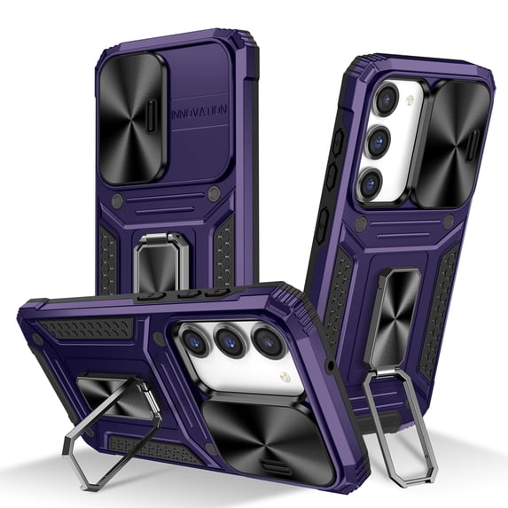 Allytech for Samsung Galaxy S23 Case with Camera Lens Protector, Full Body Shockproof Rugged Hybrid PC TPU Bumper Kickstand Slim Case Phone Cover for Samsung Galaxy S23 - Purple