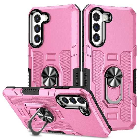 Allytech for Samsung Galaxy S23 FE Phone Case with Ring Holder, Anti-Fingerprint Non-slip Anti-Drop Heavy Duty Corner Protection Rotating Ring Stand Cover Case for Samsung S23 FE 5G 6.4", Pink