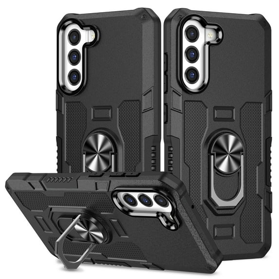 Allytech for Samsung Galaxy S23 Plus 5G Phone Case 6.6 inch, Ring Holder Kickstand Anti-Fingerprint Non-slip Anti-Drop Heavy Duty Corner Protection Defender Rugged Cover for Samsung S23+ Phone, Black