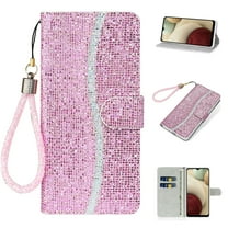Allytech for Samsung Galaxy S23 Plus Case (6.6 inch), Luxury Bling Glitter Sparkly PU Leather Shockproof TPU Anti-Scratch Flip Card Slots Wallet Stand Case with Hand Strap for Samsung S23 Plus, Pink