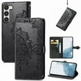 thumbnail image 1 of Allytech for Samsung Galaxy S23 Plus Wallet Case, Luxury PU Leather with Embossed Pattern, Magnetic Clasp Kickstand Card Cash Slots Shockproof Slim Flip Case with Hand Strap for Women Men - Black, 1 of 7