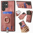 thumbnail image 1 of Allytech for Samsung Galaxy S23 Ultra 2 in 1 Detachable Wallet Case, Retro PU Leather Ring Kickstand Card Slots Case for Women Men, Strong Magnetic Shockproof Anti-Scratch Slim Case - Pink, 1 of 11