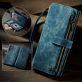 thumbnail image 1 of Allytech Samsung Galaxy S23 Ultra Wallet Case with Hand Strap, 10 Card Slots + 1 Cash Slot + Zipper Pocket, Stand PU Leather Magnetic Clasp Shockproof Anti-Drop Case [Support Wireless Charging], Blue, 1 of 7