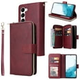 thumbnail image 1 of Allytech Samsung Galaxy S23 Wallet Case with 9 Card Slots & Zipper Pouch for Women Men, Magnetic Closure Kickstand Durable PU Leather Wristlet Strap Folio Flip Luxury Cover - Winered, 1 of 13