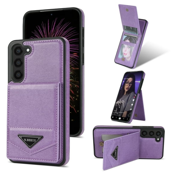 Allytech for Samsung Galaxy S23 Wallet Case, Upgraded Retro PU Leather TPU Stand Shockproof Anti-Scratch Slim Fit Shell for Girls Women Men Wallet Case Cover for Samsung Galaxy S23 - Purple