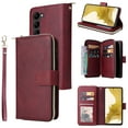 thumbnail image 1 of Allytech Samsung Galaxy S24 Plus Wallet Case with 9 Card Slots & Zipper Pouch for Women Men, Magnetic Closure Kickstand Durable PU Leather Wristlet Strap Folio Flip Luxury Cover - Winered, 1 of 13