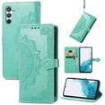 thumbnail image 1 of Allytech for Samsung Galaxy S24 Plus Wallet Case, Luxury PU Leather with Embossed Pattern, Magnetic Clasp Kickstand Card Cash Slots Shockproof Slim Flip Case with Hand Strap for Women Men - Green, 1 of 6