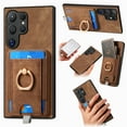 thumbnail image 1 of Allytech for Samsung Galaxy S24 Ultra 2 in 1 Detachable Wallet Case, Retro PU Leather Ring Kickstand Card Slots Case for Women Men, Strong Magnetic Shockproof Anti-Scratch Slim Case - Brown, 1 of 11