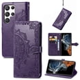 thumbnail image 1 of Allytech for Samsung Galaxy S24 Ultra Wallet Case, Luxury PU Leather with Embossed Pattern, Magnetic Clasp Kickstand Card Cash Slots Shockproof Slim Flip Case with Hand Strap for Women Men - Purple, 1 of 6