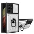 thumbnail image 1 of Allytech Samsung Galaxy S25 Ultra Rugged Case with Slide Camera Lens Cover, Ring Kickstand Detachable Card Holder Magnetic Car Mount Hybrid PC Shockproof Case for Samsung Galaxy S25 Ultra - White, 1 of 10