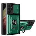 thumbnail image 1 of Allytech Samsung Galaxy S25 Ultra Rugged Case with Slide Camera Lens Cover, Ring Kickstand Detachable Card Holder Magnetic Car Mount Hybrid PC Shockproof Case for Samsung Galaxy S25 Ultra - Green, 1 of 10
