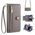 thumbnail image 1 of Allytech for Samsung Galaxy S25 Ultra Wallet Case Cover, Large Space Cards Slots Zipper Pocket Shoulder Strap Kickstand Shockproof Wallet Phone Case for Samsung Galaxy S25 Ultra - Gray, 1 of 6