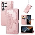 thumbnail image 1 of Allytech for Samsung Galaxy S25 Ultra Wallet Case, Luxury PU Leather with Embossed Pattern, Magnetic Clasp Kickstand Card Cash Slots Shockproof Slim Flip Case with Hand Strap for Women Men - Rosegold, 1 of 6