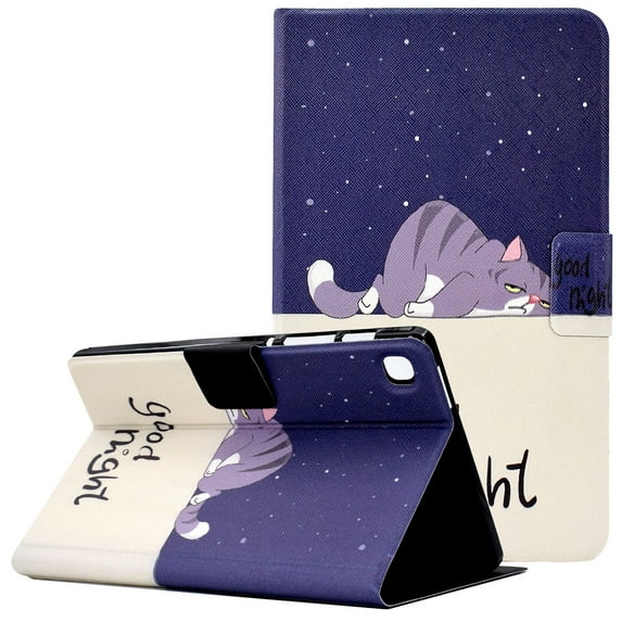 Allytech for Samsung Galaxy S6 Lite Case 10.4" 2022/2020, Premium PU Leather Folio Stand Shell with Card Slots Holder Auto Sleep Wake Protective Wallet Case for SM-P610/P615/P613/P619, Sleepy Cat