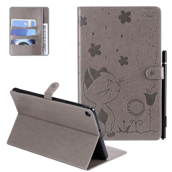 Allytech Samsung Galaxy Tab A 9.7 Case T550, PU Leather Folio Flip Cover Card Slots Folding Stand Shockproof Full Protection TPU Back Cover for Galaxy Tab A 9.7" T550, Gray