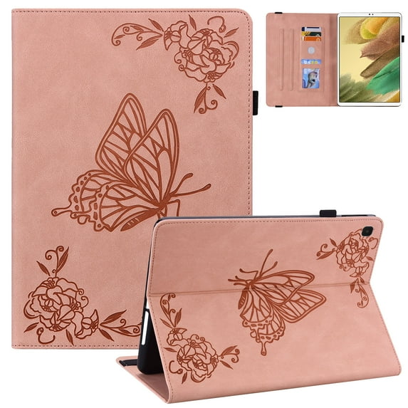 Allytech Samsung Galaxy Tab A7 Lite 8.7" Case Model SM-T220 T225, Premium PU Leather Slim Fit Butterfly Embossed Lightweight Shockproof Protective Case for Samsung Galaxy Tab A7 Lite 8.7, Pink