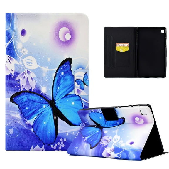Allytech for Samsung Galaxy Tab A7 Lite Case 8.7" 2021, Premium PU Leather Folio Flip Stand Shell with Card Slots Holder Protective Wallet Case for Galaxy Tab SM-T220/T225/T227, Blue Butterfly