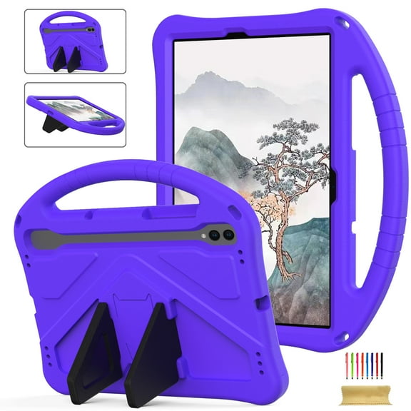 Allytech Samsung Galaxy Tab S9/S8/S7 11 inch 2023/2022/2020 Case for Kids, EVA Foam Shockproof Kids Friendly Rugged Protective Back Cover with Handle & Kickstand, Purple