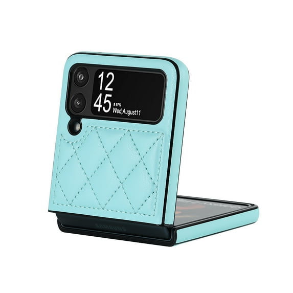 Allytech Samsung Galaxy Z Flip 3 (6.7" 2021 Release)( Cover, Luxury Fashion Leather Texture Case Shockproof Anti-drop Anti-fingerprint Elegant Case for Girls & Women For Samsung Galaxy Z Flip 3, Blue
