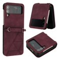 thumbnail image 1 of Allytech for Samsung Galaxy Z Flip 3 Case 2022, Business Style Premium PU Leather Shockproof Protective Case for Men Women Slim Case for Galaxy Z Flip3 2021, Winered, 1 of 6