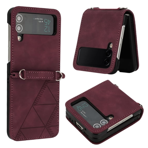 Allytech for Samsung Galaxy Z Flip 3 Case 2022, Business Style Premium PU Leather Shockproof Protective Case for Men Women Slim Case for Galaxy Z Flip3 2021, Winered