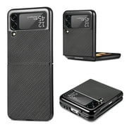 Allytech for Samsung Galaxy Z Flip 3 Case, Galaxy Z Flip 5G Cover 2021, Slim Thin Hard PC Shockproof Anti-Scratch Folding Fiber Texture Phone Case for Samsung Galaxy Z Flip 3 2021 (5G), Black