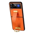thumbnail image 1 of Allytech for Samsung Galaxy Z Flip 4 5G Case Wristband Metal Ring, Ultra Slim Shockproof Back PU Leather Bracket Protective Stand Cover for Samsung Z Flip 4 2022, Orange, 1 of 6