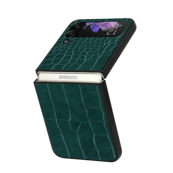 Allytech for Samsung Galaxy Z Flip 4 5G Cell Phone 6.7" Case 2022 Premium PU Leather Flexible TPU Bumper Cover Heavy Dduty Military Grade Protection [Wireless Charging] Cover for Z Flip 4, Darkgreen